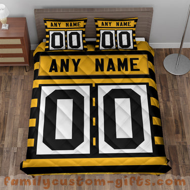 Custom Quilt Sets Pittsburgh Jersey Personalized Football Premium Quilt Bedding for Men Women